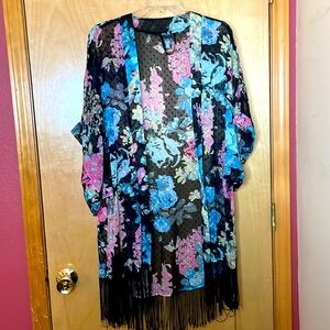 Mixit fringe short sleeve robe one size